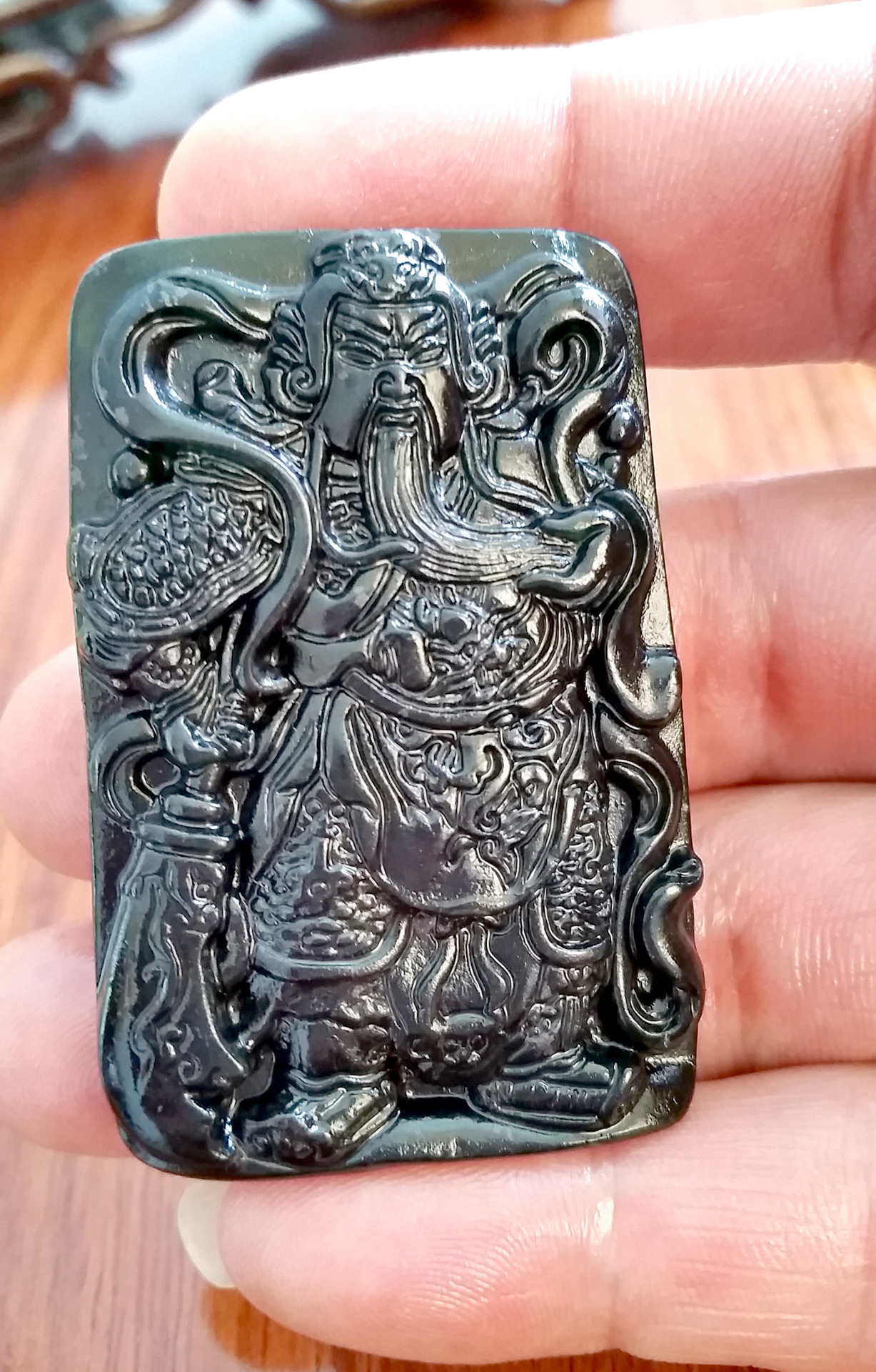 天然玉石正品a货新疆墨玉忠义关公吊坠玉器挂件 厂家批发