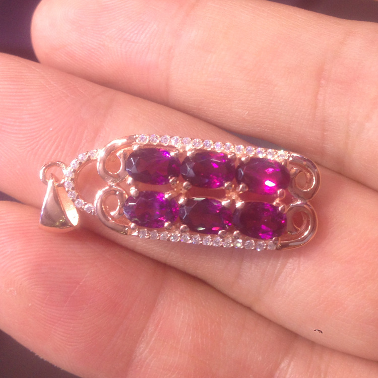 【福之源】纯天然紫牙乌石榴石吊坠 925