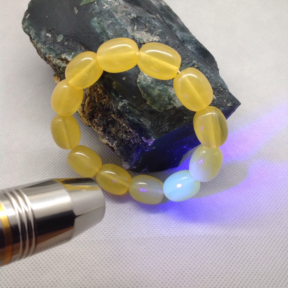 二代琥珀 新密 金搅密 鼓形 手串 浮盐水 反荧光