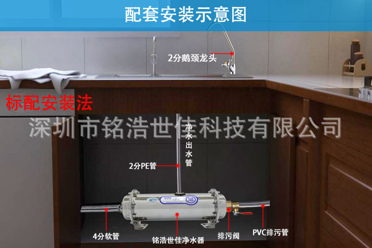厂家批发家用锈钢厨房净水器超滤1000l净水器管道净水机一件代发