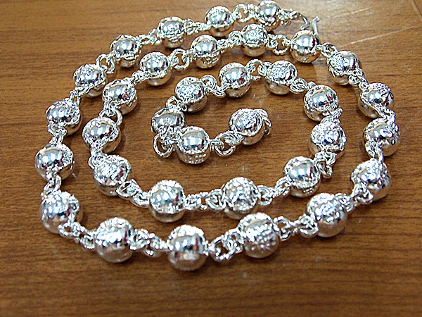 jl065 白铜电镀男士项链 合金白银色