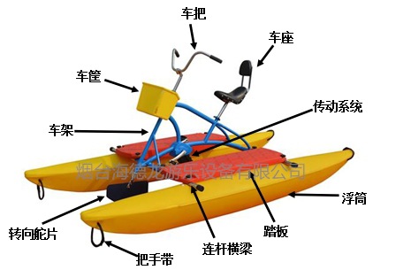 情侣水上自行车,聚乙烯浮筒双人水上自行车