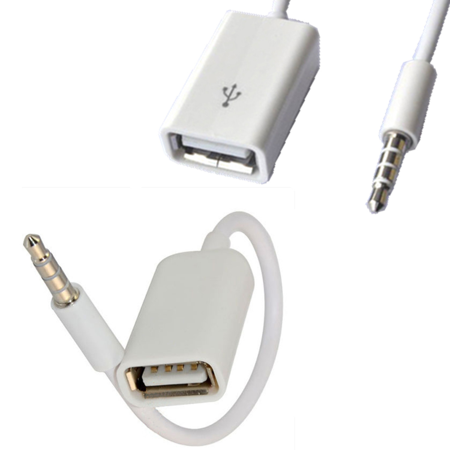 汽车 车用 aux转usb母头 3.5mm u盘连接 cd机音频线 车载音频线