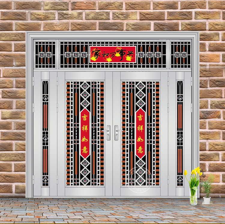 子母四开门 庭院推拉大门 不锈钢整套防盗