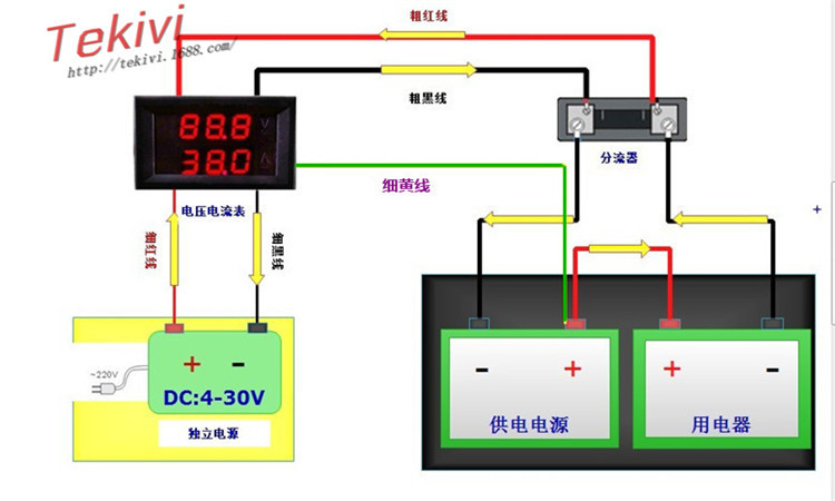 厂家直销电动车 直流双显电压电流双表头 数显dc0-100v 0-50a