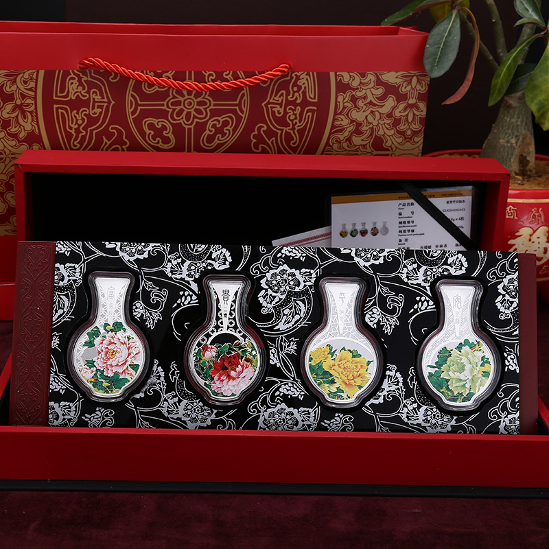 999足银花瓶 花开富贵银摆件 太平平安人寿银行保险婚庆会销礼品