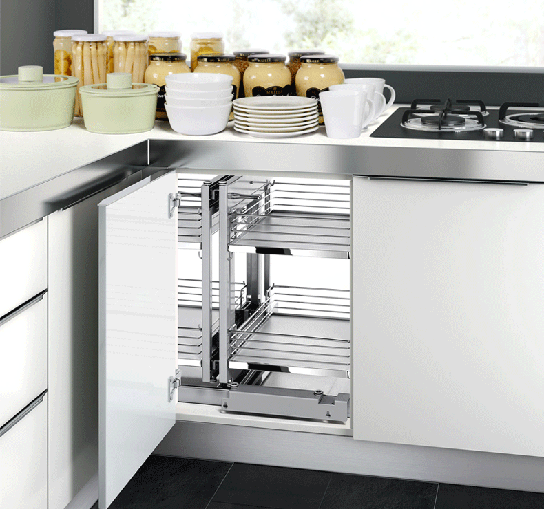 higold悍高转角拉篮不锈钢厨房橱柜拉篮全开小怪物