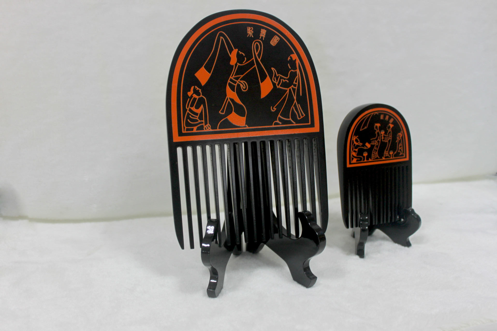 高档漆器摆件 纯手工漆木梳 古典汉式婚庆道具 古装电视道具