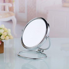 铜6寸台式美容镜子 三倍放大化妆镜 铜撑杆双面台式镜子