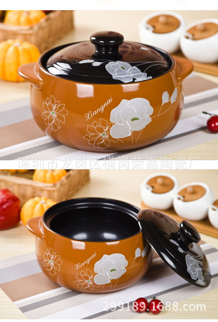 厂家直销香耐宝 陶瓷耐热耐高温砂锅 养生锅具 汤锅 陶瓷煲炖锅