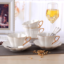 手工描绘金边咖啡杯碟带勺欧式陶瓷咖啡杯英式下午茶茶杯厂家批发