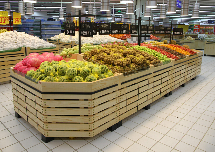 商场水果货架豪华果蔬货架水果蔬菜货架钢木果蔬展示架货架大全