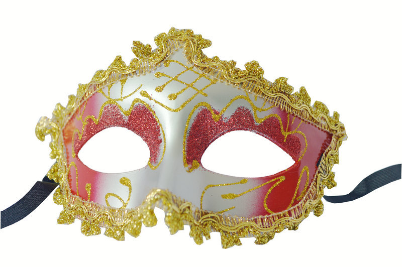 万圣节派对舞会公主女神头套彩绘男女半脸眼罩金粉花边皇冠面具