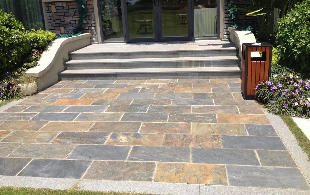 仿古别墅 庭院花园广场室内外墙天然锈色地板 锈石板