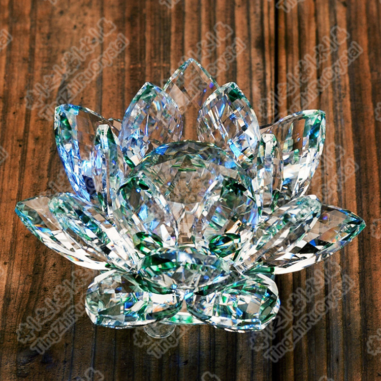 浦江水晶莲花 k9七彩玻璃莲花摆件 家居柜台装饰工艺品 佛.