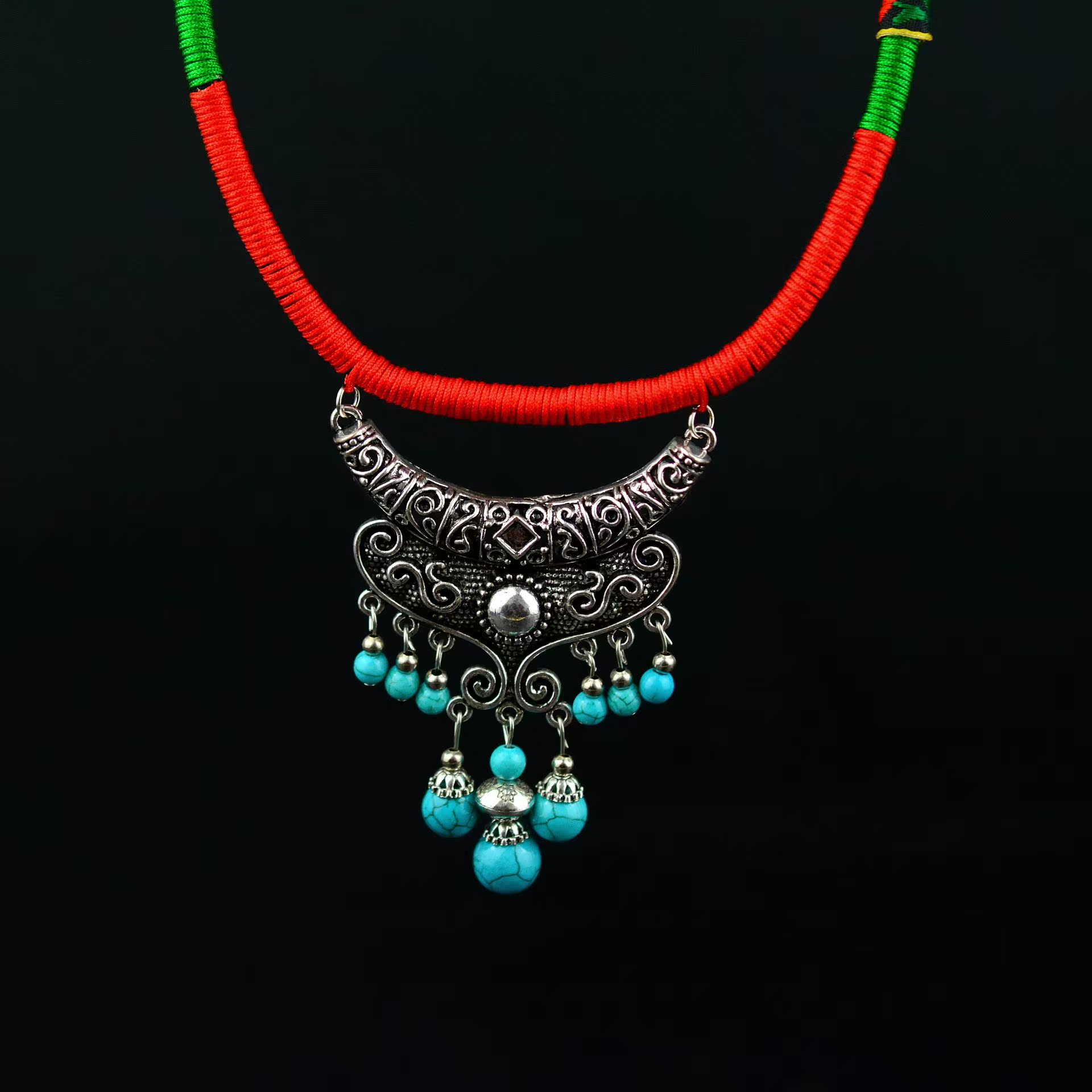 经典民族风苗银项链 百搭时尚苗银项圈项链 表演服饰配饰品批发