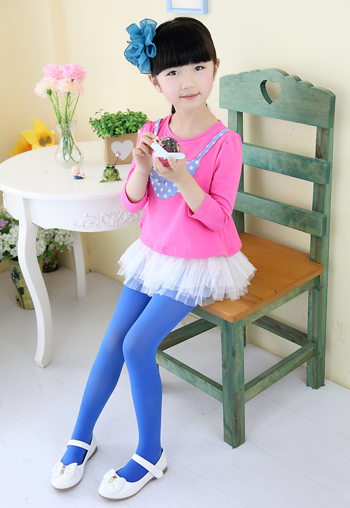 华纳夏薄款儿童天鹅绒连裤袜糖果色女童打底袜裤加档白色舞蹈袜子