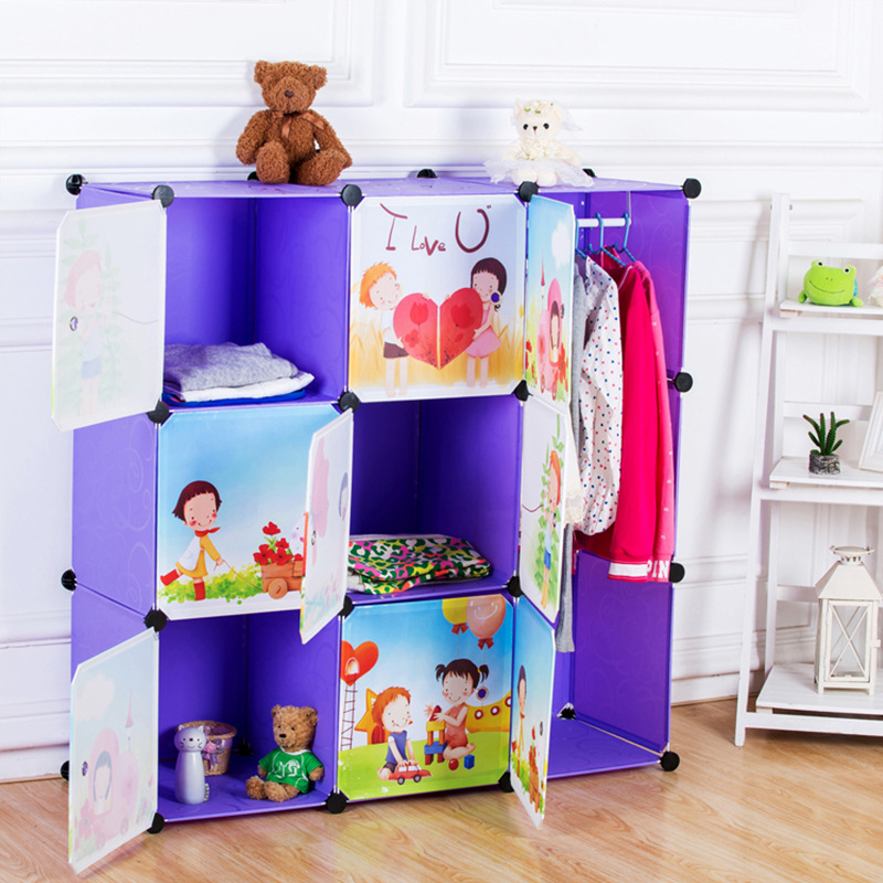 Diy Baby Folding Wardrobe Children's Cartoon Resin Wardrobe Pp Plastic Combination Locker