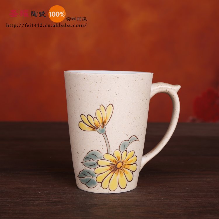 景德镇陶瓷 景德镇手工陶瓷杯子 创意手绘陶瓷杯 马克杯 花