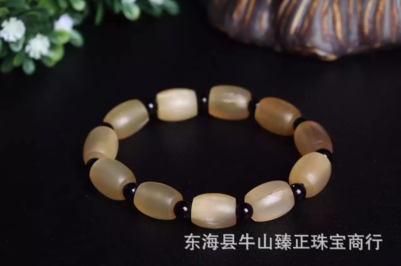 天然羚羊角单圈手链 羚羊角桶珠手串 11*13霸气大气款首饰