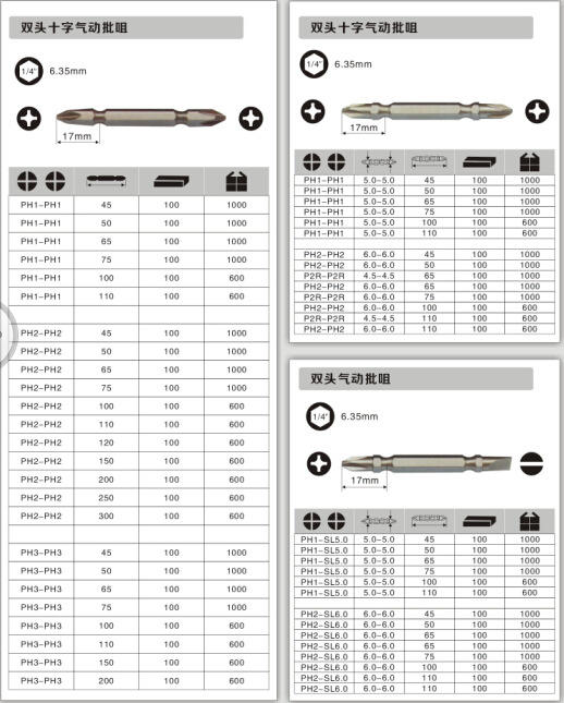 厂销高性价比强磁风动气动批头螺丝批头批咀双头十字风批头进口s2