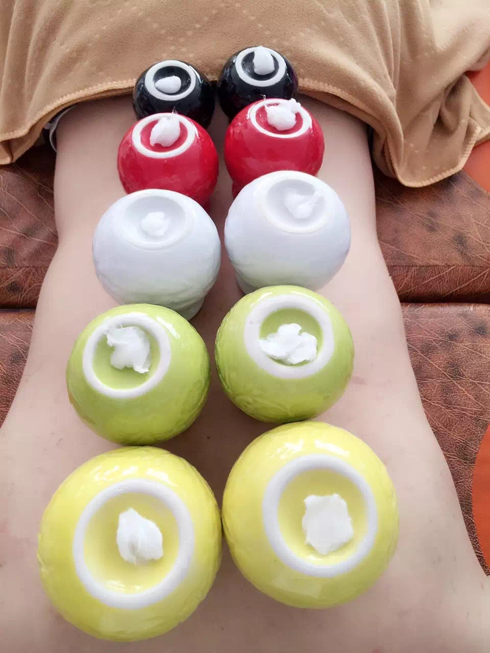 碧玺陶瓷拔罐 传统五行陶瓷拔火罐金木水火土一套五个 艾灸