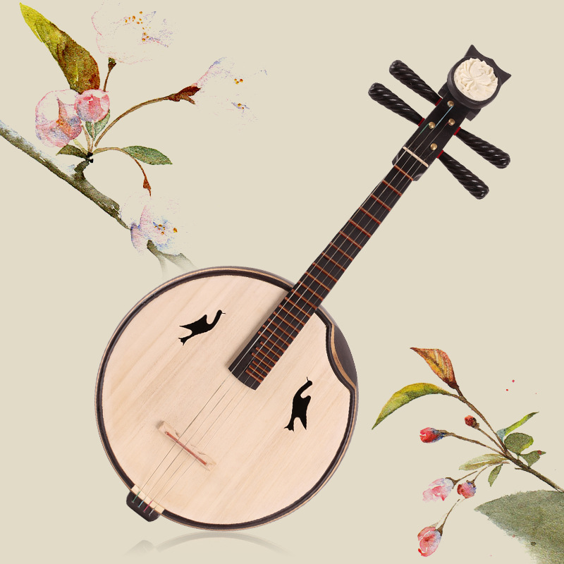 木高级中阮专业演奏梧桐木面板弹拨类批发鸡翅木中阮 - 乐器批发网