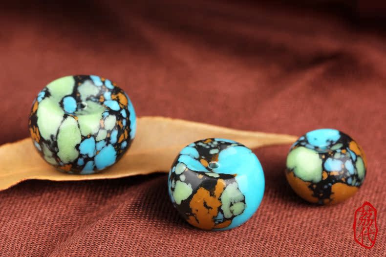 荔代 天然绿松石合成优化 唐三彩鼓珠 腰珠隔珠 佛珠diy配饰批发