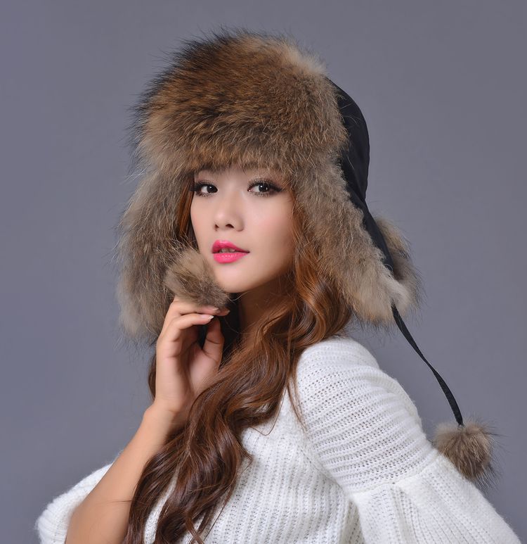 雷锋帽秋冬新款女士进口狐狸毛皮草帽子护耳帽加厚防风保暖批发