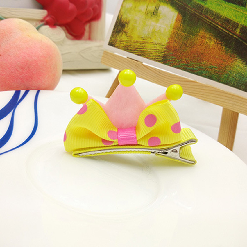 可爱儿童发饰,不织布立体皇冠蝴蝶结发夹顶夹头饰