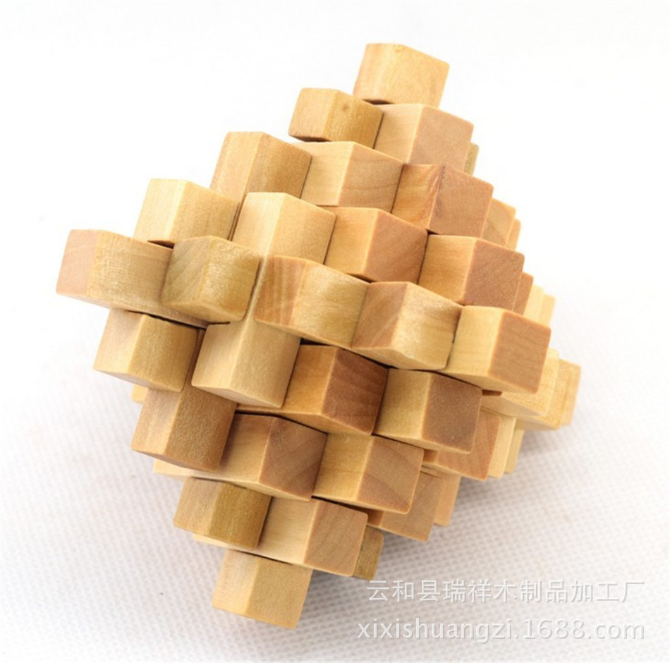 本色大菠萝孔明锁 鲁班锁 益智木制解锁玩具 学校周边热卖玩具