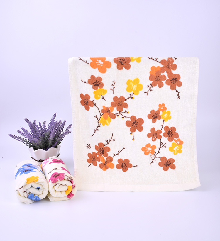 新款割绒印花梅花朵 干枝梅 青花瓷花型 纯棉毛巾 厂家直销