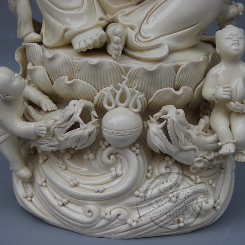 景德镇陶瓷工艺品 家居摆件 佛像摆件 坐五子观音菩萨 厂家直销