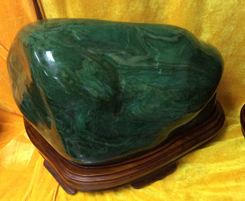 缘石记珠宝 南非孔雀绿碧玉奇石摆件 家庭奇石工艺品货号3560