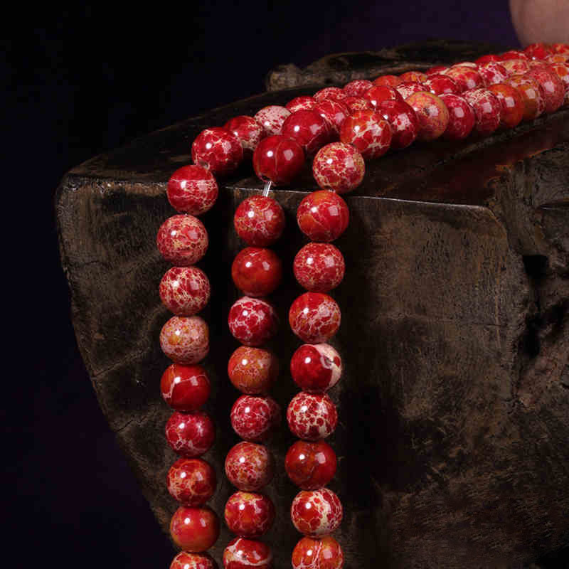 天然巴西红色帝皇石散珠半成品 diy佛珠手链配件材料散珠批发