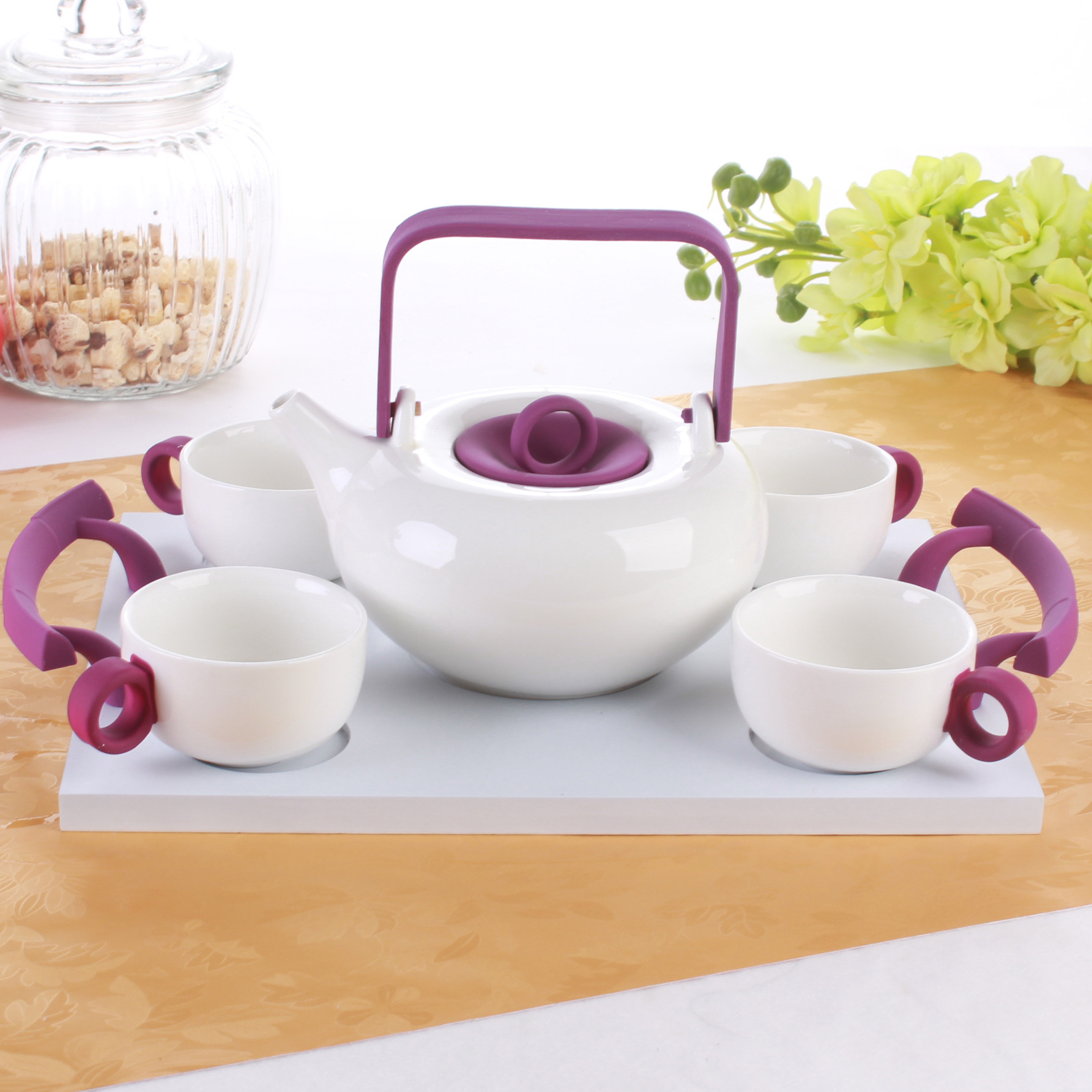 2015欧式创意简约色彩陶瓷茶具 英式咖啡壶杯套装 高档咖啡具礼品