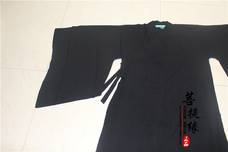 厂家直销批发 纯棉绵绸海青居士服 正觉牌僧衣黑色 海清