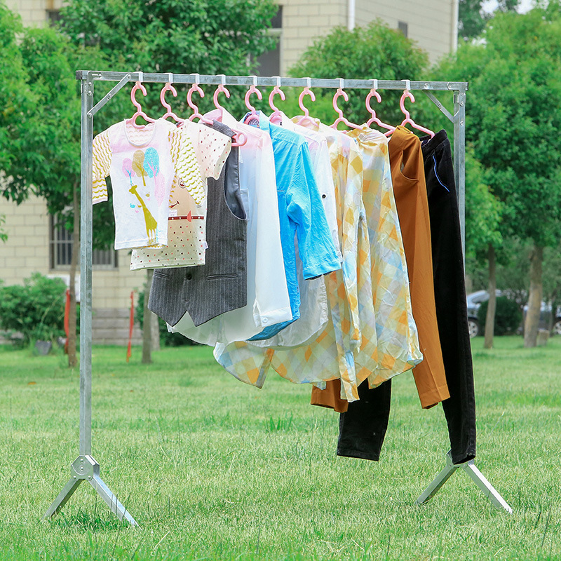 现货金属加厚单杆折叠落地晒衣晒被晾衣架室内阳台挂衣架厂家直销