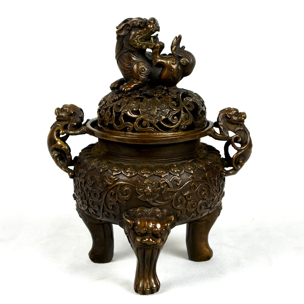 失蜡铸造 仿古铜宣德炉铜器工艺品 铜陵特色工艺品 狮子炉