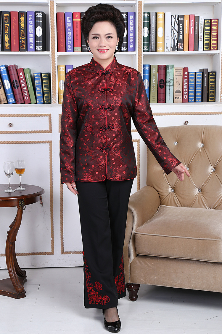 2015春秋新款高档中老年唐装 中老年演出礼服寿宴服装女唐装上衣