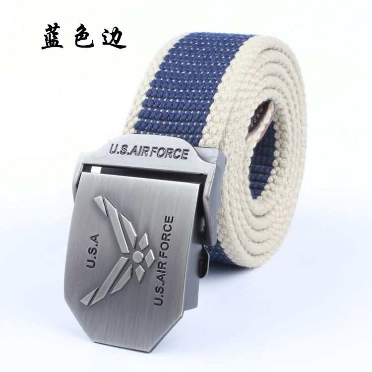 空军新款帆布腰带 男士加厚编织休闲裤带 加厚加长皮带现货批发
