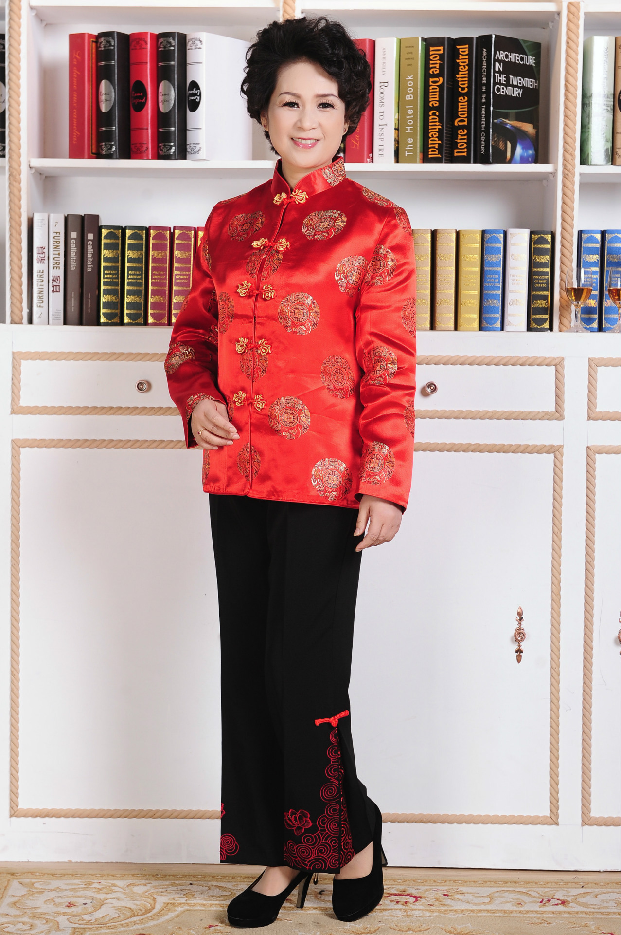 紫红批发锦缎喜庆外套加棉上衣复古唐装中式女士棉袄棉服女式棉衣