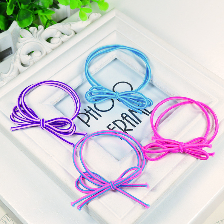 韩版蝴蝶结发圈 手工打结混色皮筋头绳 2元店小发饰 蝴蝶结皮筋