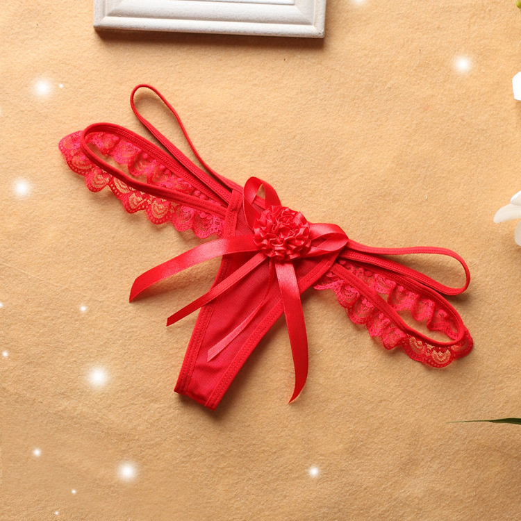 性感透明诱惑女士丁字裤t裤 可爱少女蕾丝低腰透视内裤 t7.