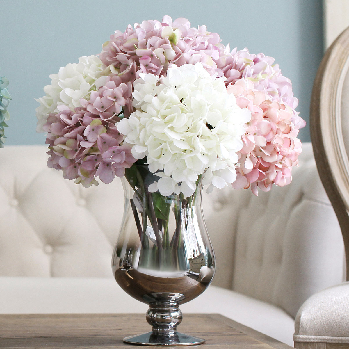 厂家直销 批发欧式高脚镀银渐变玻璃花瓶 古典插花器客厅家居装饰