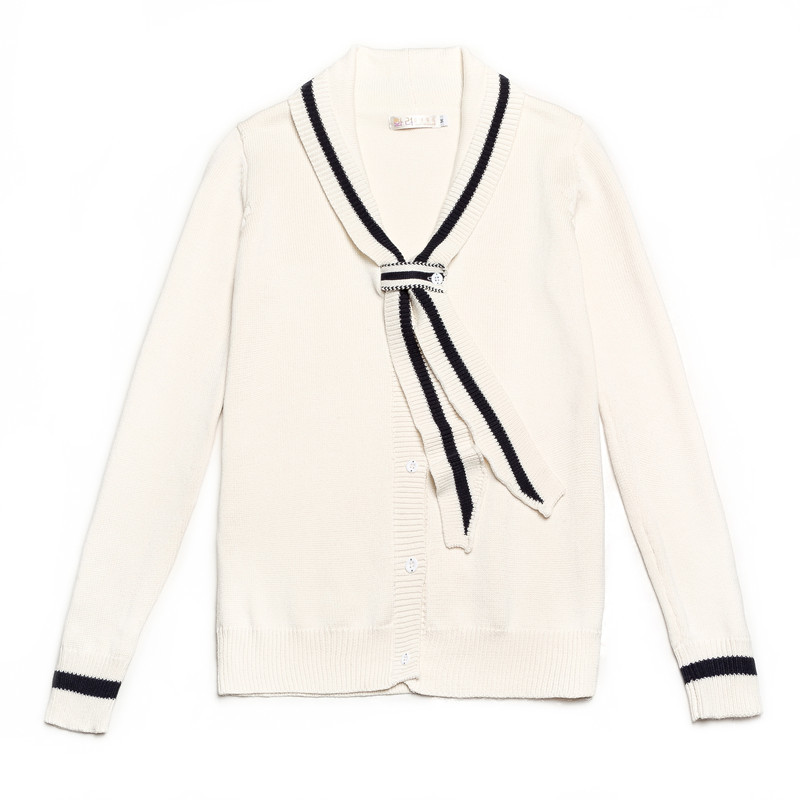 郑恩地郑秀晶 金泰妍同款海军领开衫毛衣 套头领结棒针水手服