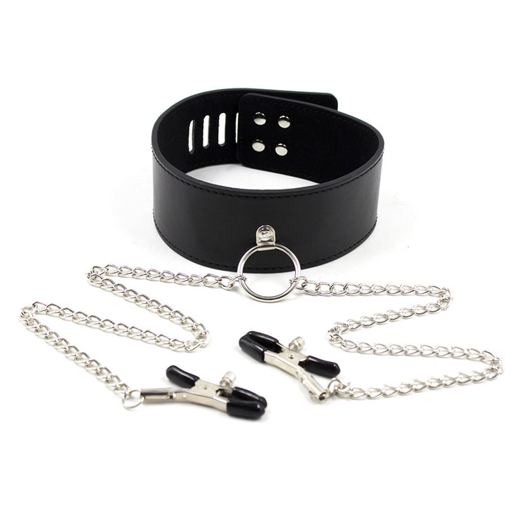 厂家直销咪咪乳夹颈套 成人用品女用器具脖套 链条束缚玩具颈套