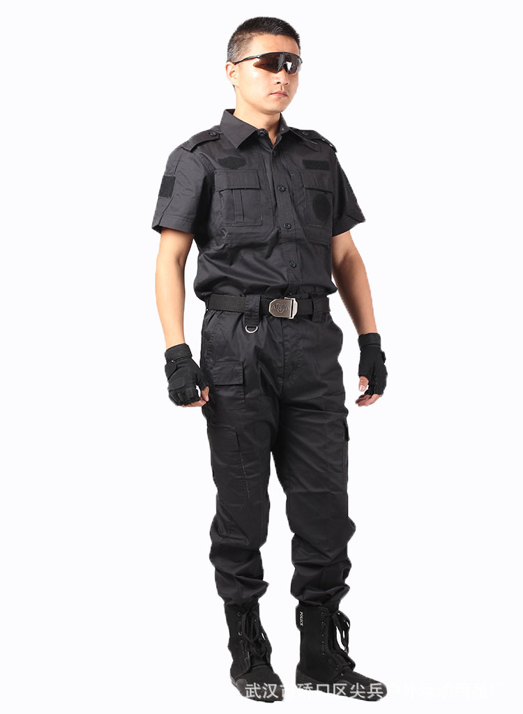 新款夏短袖特勤服 黑色特战服 带魔术贴99战训服短袖 1/146