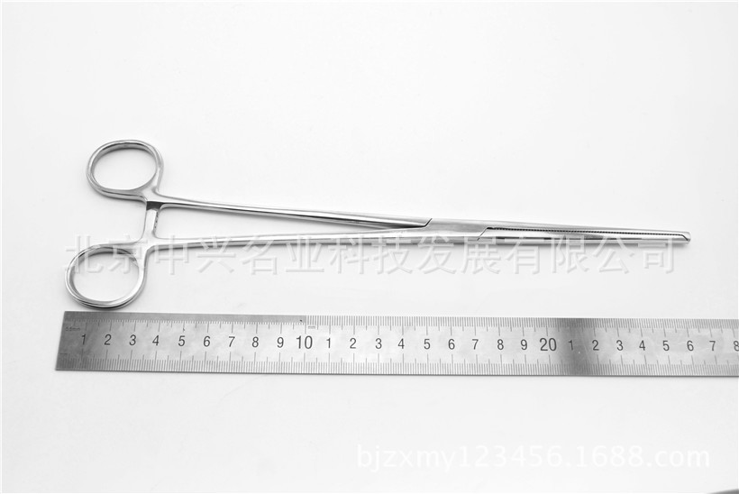 医用不锈钢可可止血钳26cm直有钩 大号 上海金钟手术器械