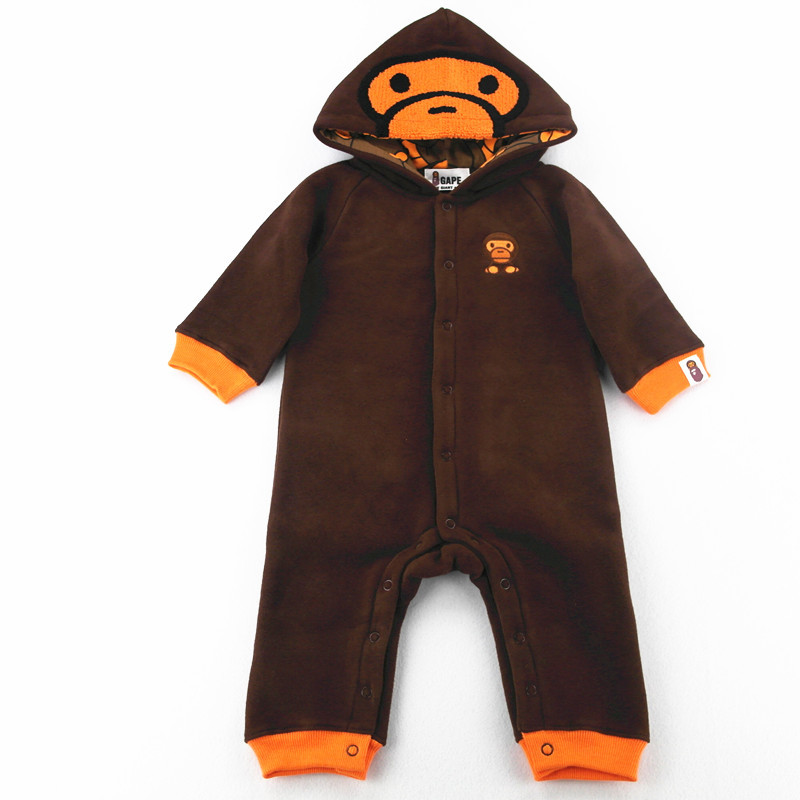bape婴儿长袖连体衣爬服全棉高品质卫衣抓绒哈衣经典款厂家批发